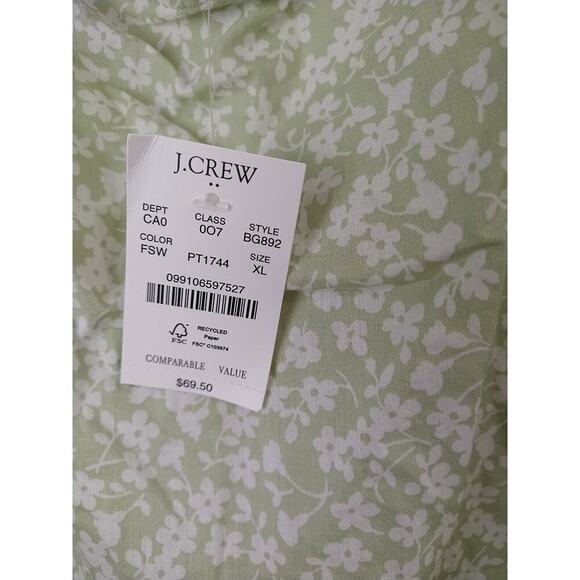 J. Crew Green White Floral Ruffle Strap Cropped Tank. Size XL - Picture 3 of 9